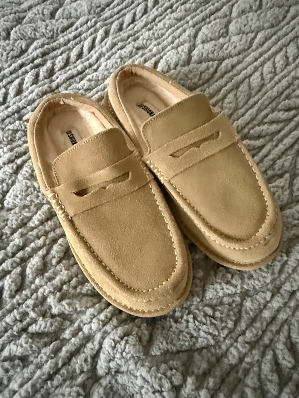 Women’s Suede Penny Loafers in Light Tan